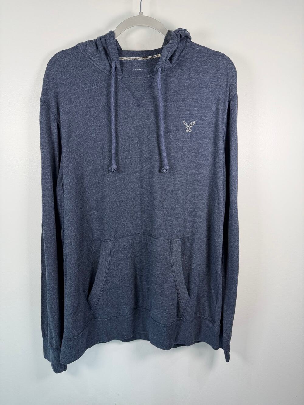 American Eagle Mens Lightweight Hoodie XL Heather Navy Blue Athletic Fit Pocket